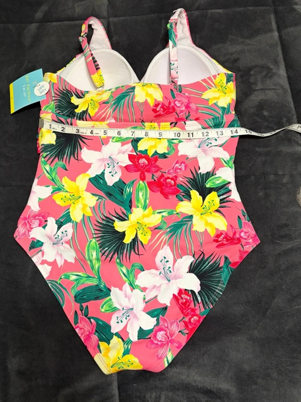 New Women’s 14 Floral One-Piece Swimsuit - Pink Tropical Print